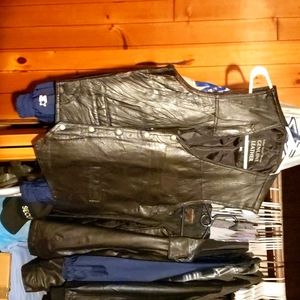 Mens Leather Vest(Black)
